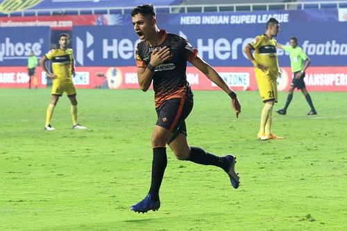 Ishan Pandita celebrates after scoring the equalizer against Hyderabad FC (Image Courtesy: ISL Media)