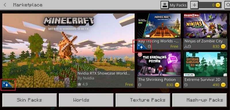 The Minecraft Market place has a ton of free Ray Tracing content available for players to download and enjoy (Image via help.minecraft.net)