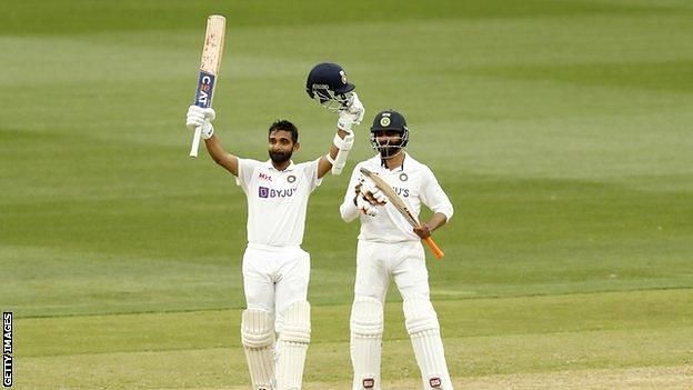 Ajinkya Rahane and Ravindra Jadeja scored an unbeaten partnership of 104 runs. Photo source: BBC