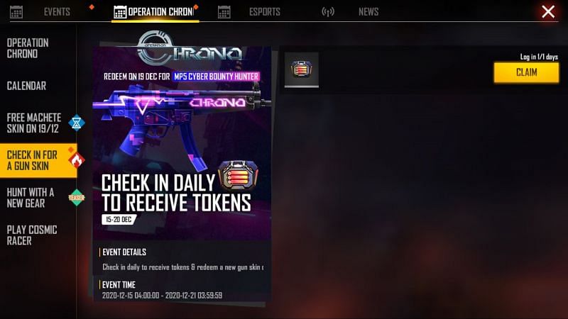 The players can obtain the token as a check-in reward