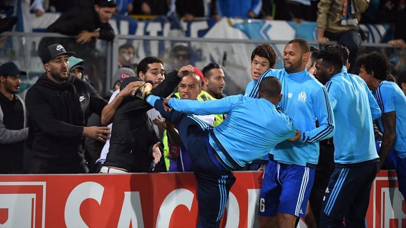 Evra got into a scuffle with a fan