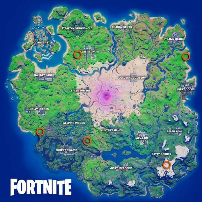 Snowmando outpost locations (Image via Epic Games)