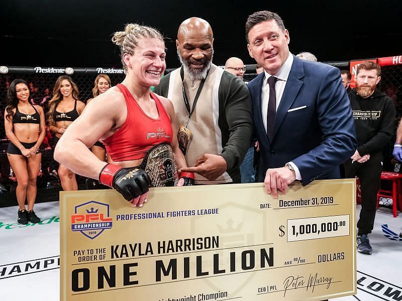 PFL CEO Peter Murray with Mike Tyson and Kayla Harrison