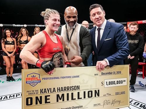 PFL CEO Peter Murray with Mike Tyson and Kayla Harrison