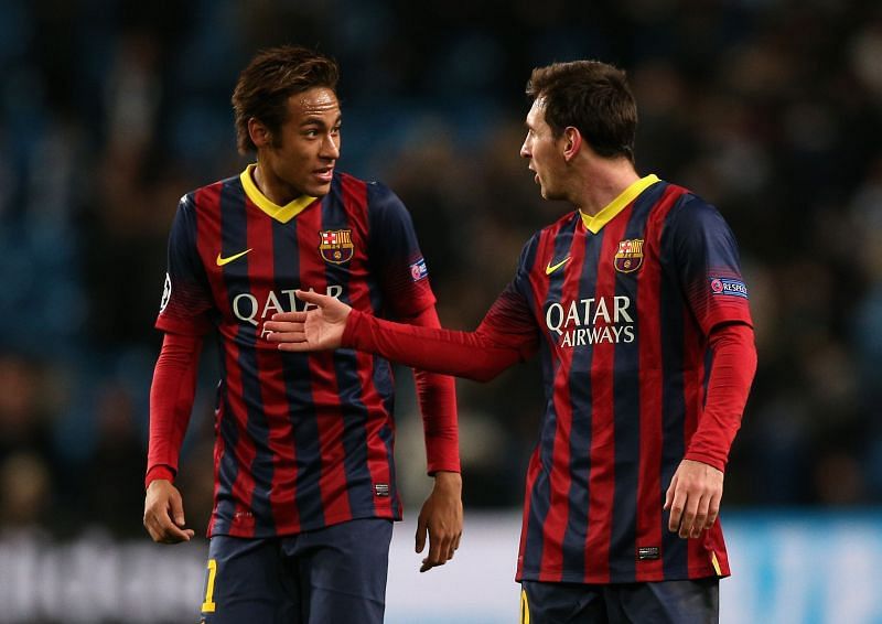 Neymar and Messi in action for Barcelona