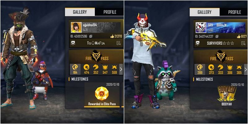 Free Fire IDs of both Total Gaming and Biraj