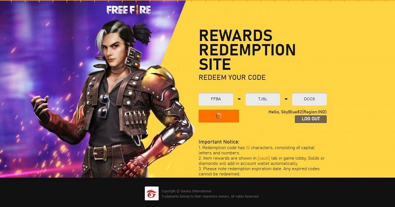 Enter the redeem code