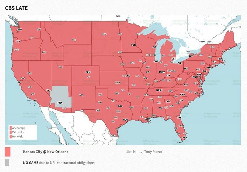 NFL Week 15 coverage map: CBS late games