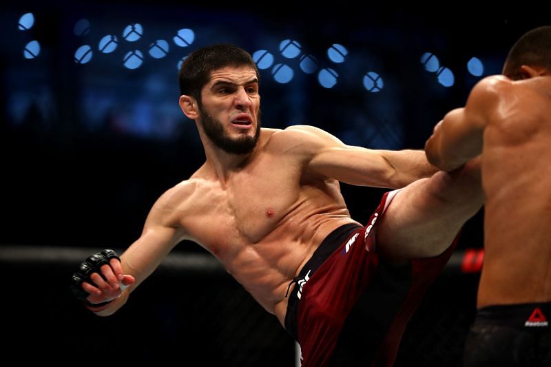 Islam Makhachev throwing a kick