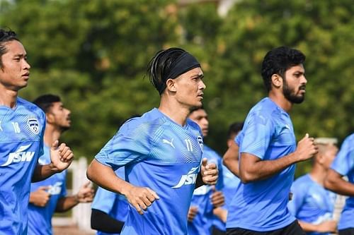 Bengaluru FC players undergoing training drills (Courtesy - ISL)