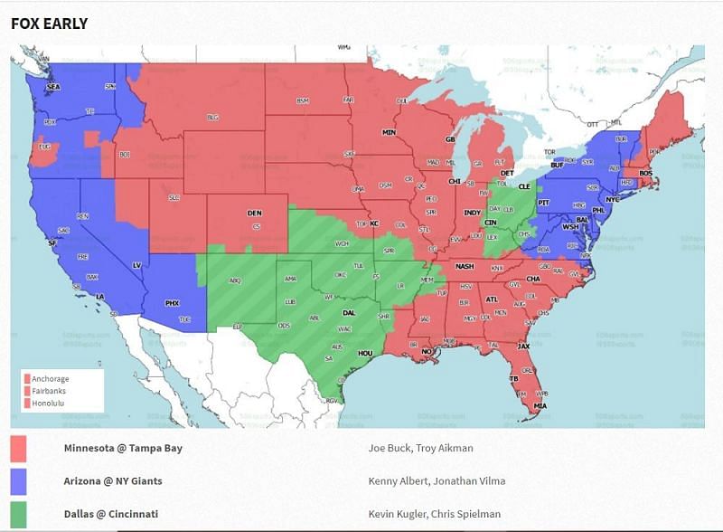 NFL Week 14 coverage map: FOX early games