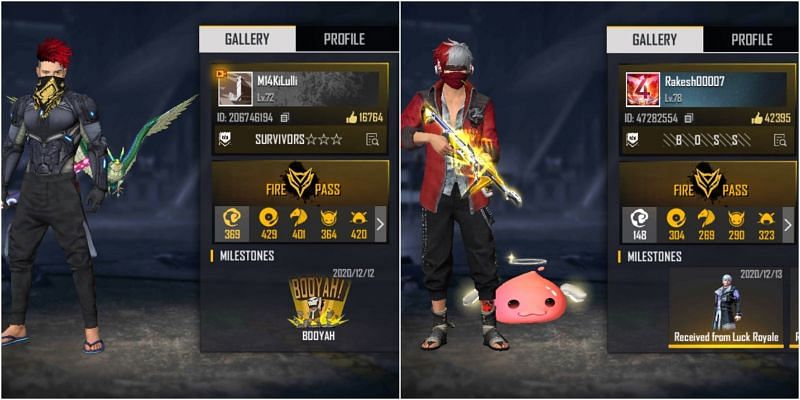 Free Fire IDs of both YouTubers