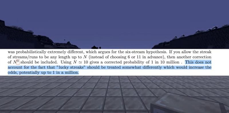 With further corrections, the probability of Dream&#039;s Minecraft speedrun is more like 1 in a million, rather than the 1 in 7.5 trillion that the moderators claimed. (Image via DreamXD/YouTube)