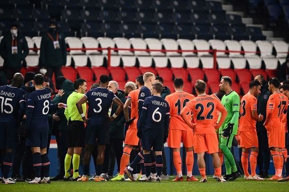 Why did Paris Saint-Germain vs Istanbul Basaksehir get suspended?