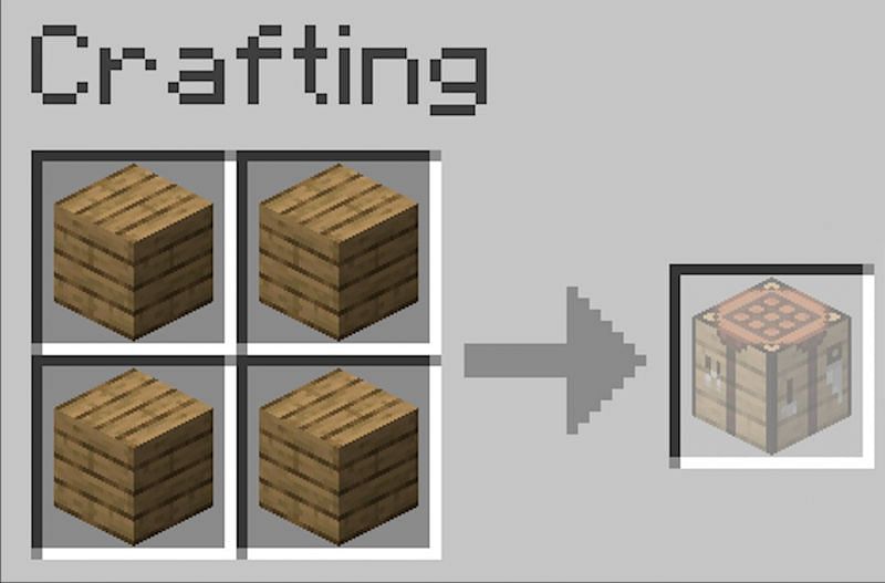 Place four wooden planks in Crafting menu.png