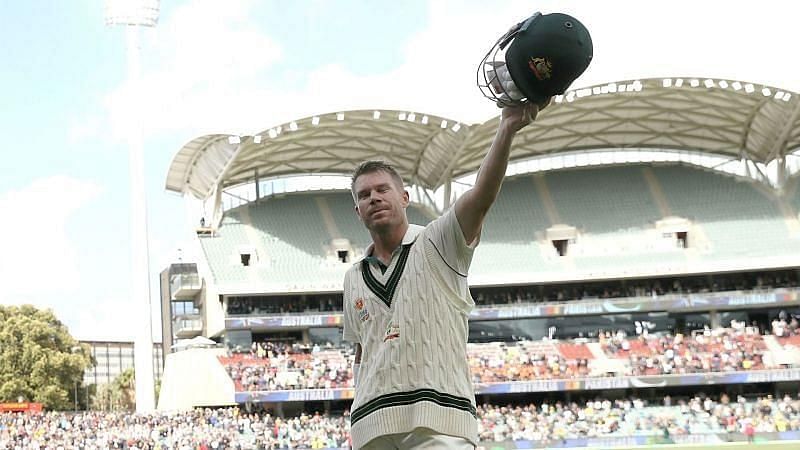 Australia&#039;s David Warner leaves the Adelaide Oval after his 335