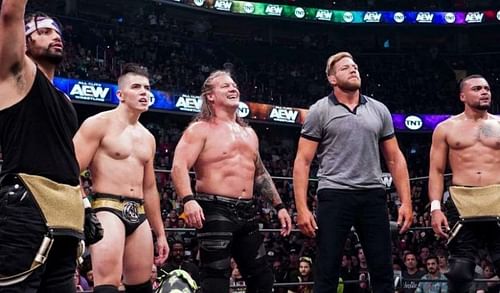 The Inner Circle (Ortiz, Sammy Guevara, Chris Jericho, Jake Hager, and Santana)