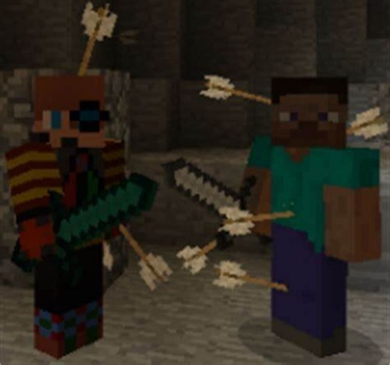 These Minecraft players would have benefited from having armor with Projectile Protection (Image via minecraft.gamepedia.com)