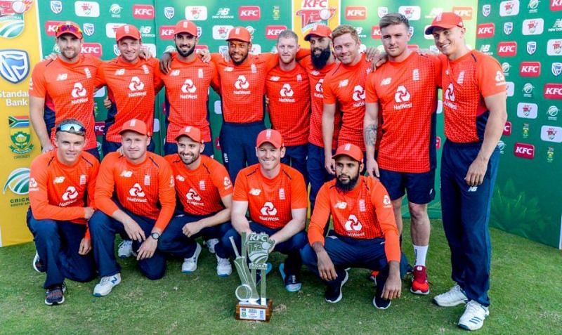 A victorious England team after completing a whitewash against South Africa