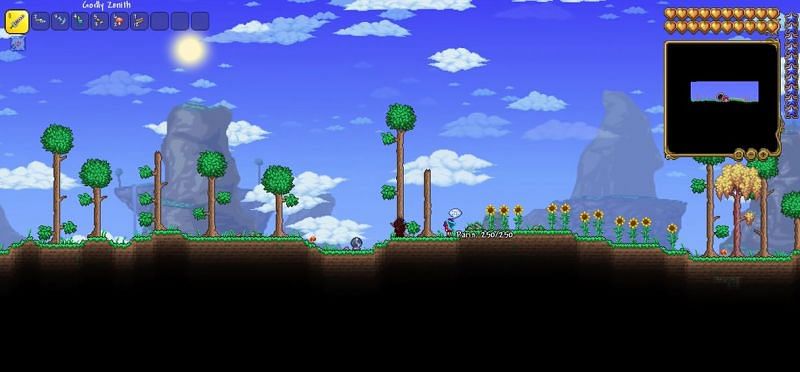 The Party Girl NPC replaces the Guide NPC that is typical encountered open entering the Terraria world for the first time. (Image via Archane0/YouTube)