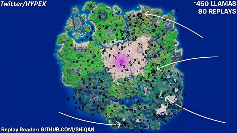 Amount Of Llamas In A Map Of Fortnite Most Common Places To Find Llamas In Fortnite