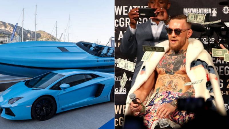Conor McGregor (R) and his Lamborghini yacht
