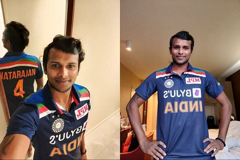 T Natarajan donning the new retro jersey in photos uploaded on social media.