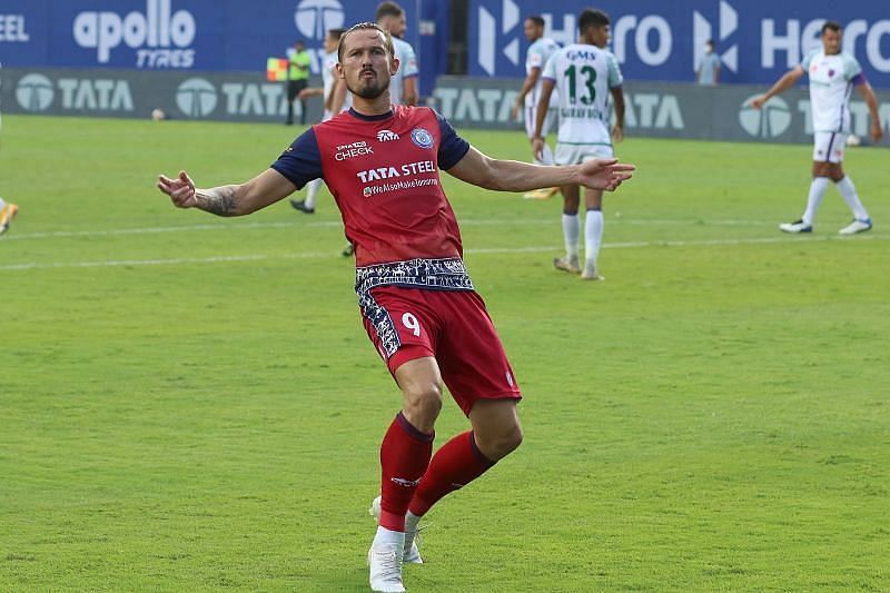 Jamshedpur FC&#039;s Nerijus Valskis will aim to carry on his good form (Courtesy - ISL)
