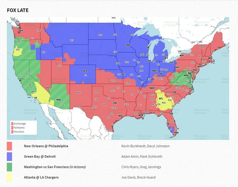 NFL Week 14 coverage map: FOX late games
