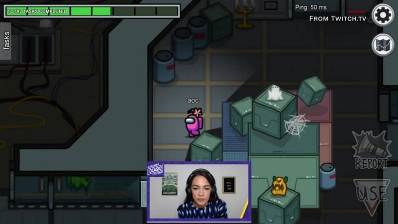 Representative Alexandria Ocasio-Cortez was able to raise so much money by playing Among Us with well-known streamers (Image via Innersloth)