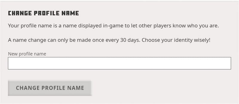 After players have selected that they wish to change their profile name, they will be prompted to provide a new one. (Image via Minecraft.net)