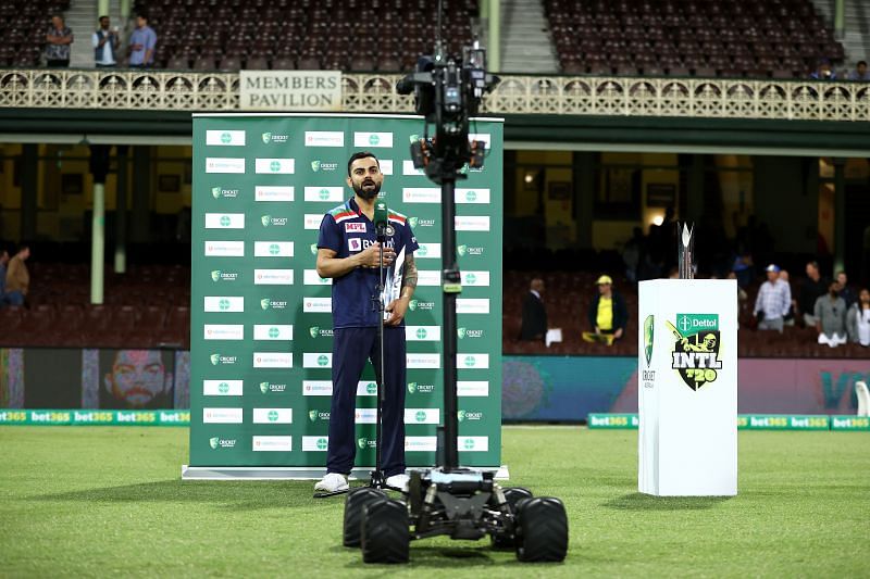 Virat Kohli at the post-match presentation