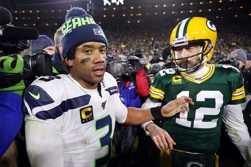 Seattle Seahawks QB Russell Wilson and Green Bay Packers QB Aaron Rodgers