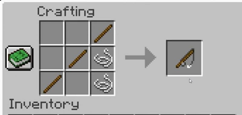 The recipe to craft a fishing rod in Minecraft (Image via Cubey/YouTube)