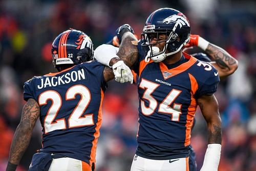 Denver Broncos defensive backs Kareem Jackson and Will Parks