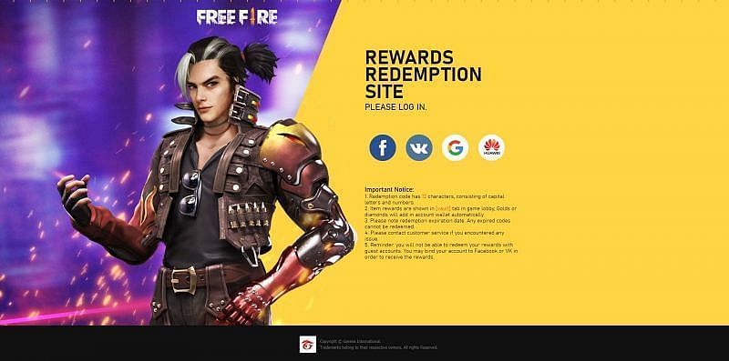 Log in to the Free Fire account.