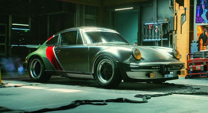 The Porsche 911 classic gets a new life in Cyberpunk 2077 (Image via CD Projekt RED)