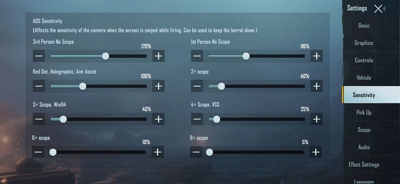 ADS sensitivity settings for players to use as reference