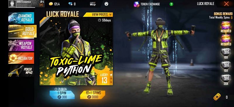 New Gold Royale Bundle Lime Python In Free Fire All You Need To Know