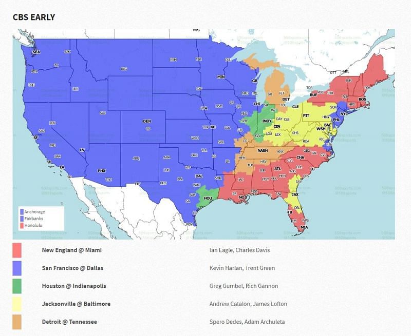 NFL Week 15 coverage map: CBS early games
