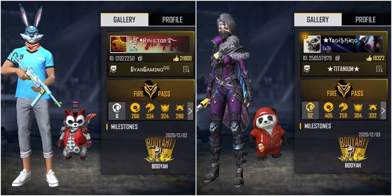 Free Fire IDs of Raistar and Titanium Gamer&nbsp;