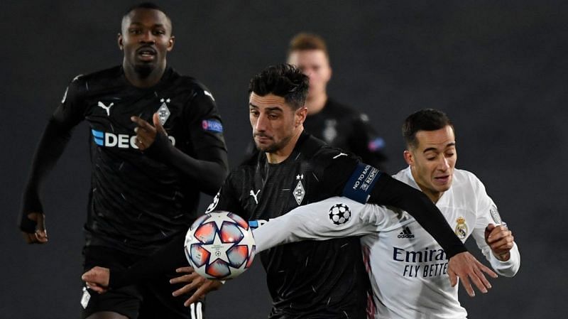 Lars Stindl (centre) really struggled to get going against Real Madrid here (Picture: Pierre-Philippe Marcou / AFP)&nbsp;