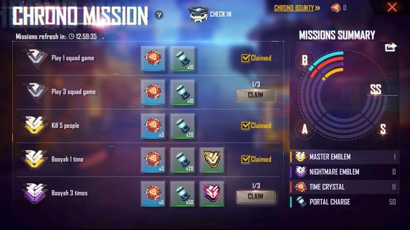 Chrono Missions in Free Fire