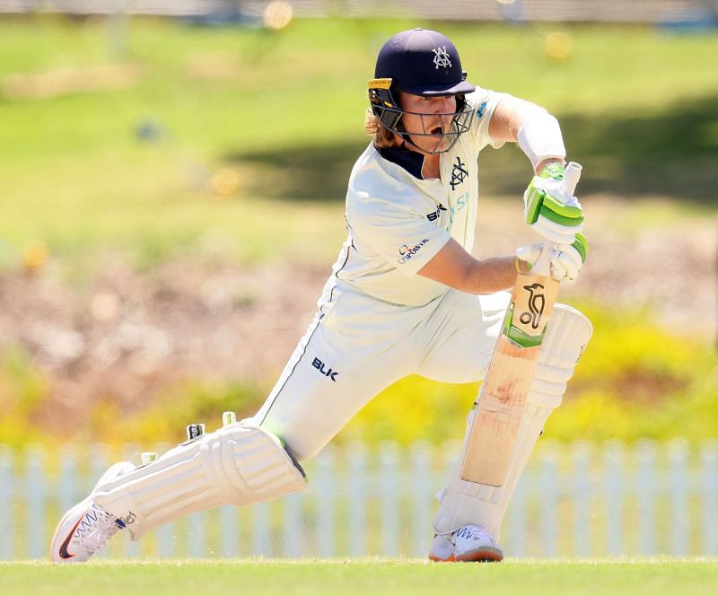 Will Pucovski plays through the offside during the Sheffield Shield. 