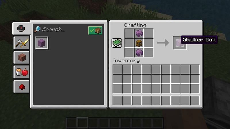 The crafting recipe for a shulker box in Minecraft. (Image via Minecraft)