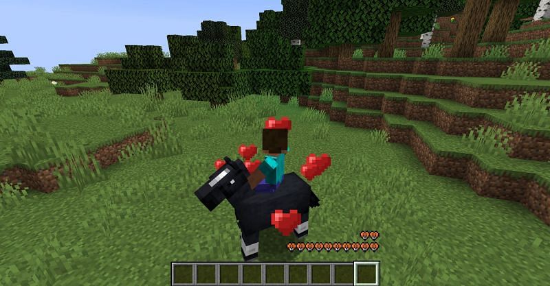 Successfully taming a horse in Minecraft. (Image via Minecraft)