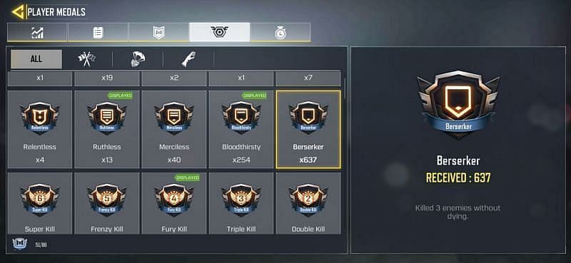 Berserker medal in COD Mobile (Image via Sportskeeda)