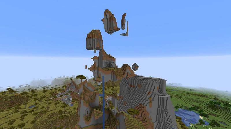 A collection of shattered levitating islands (Image via Minecraft)