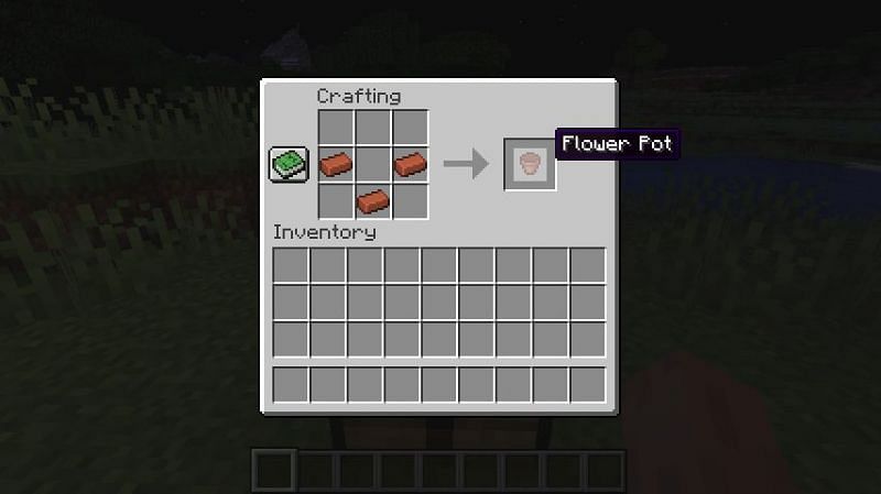 The crafting recipe for a flower pot in Minecraft (Image via Minecraft)