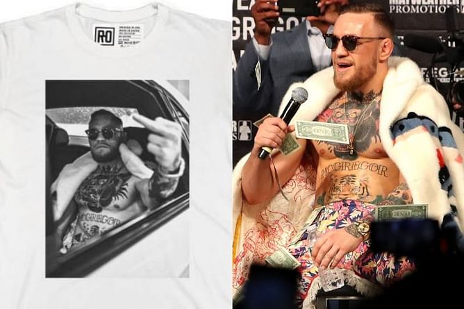 The viral Conor McGregor middle finger image that has been immortalized by Roots of Fights